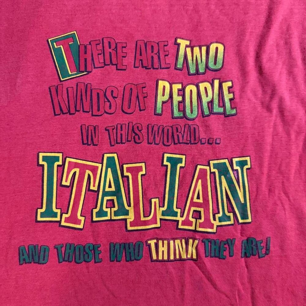 Vintage Italian T-Shirt XL Red Single Stitch “There Are Two Kinds of People" - Picture 2 of 6